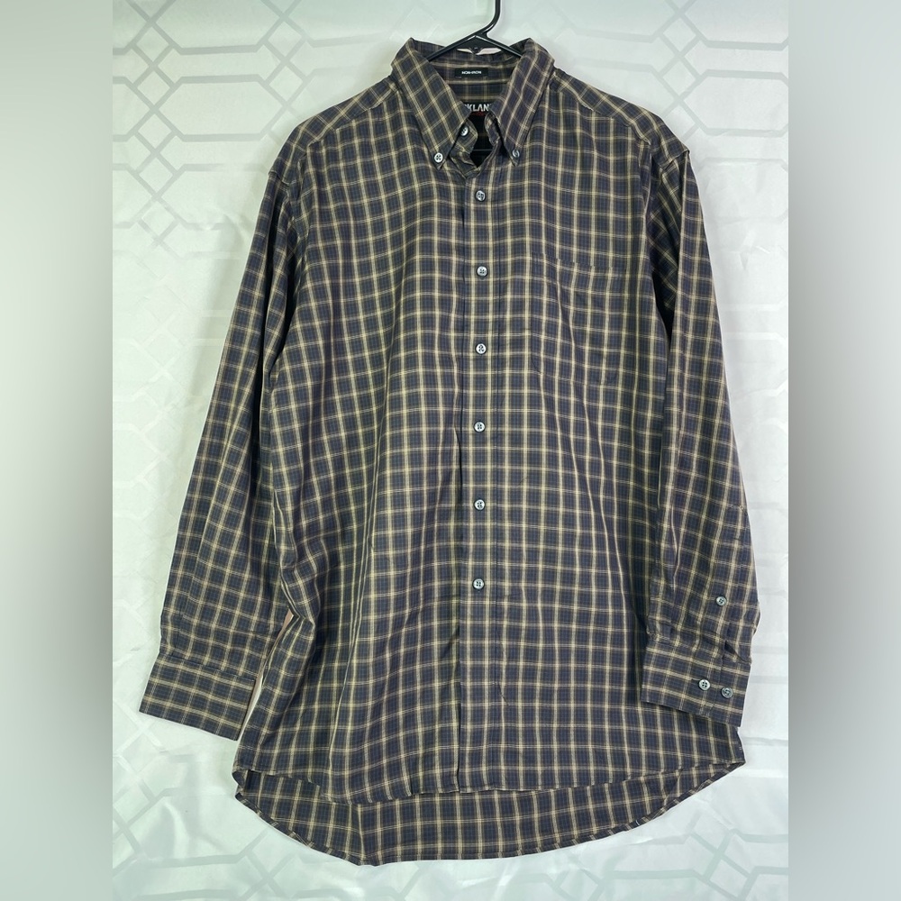 Kirkland Signature Blue and Brown Casual Button Down Shirt Men’s Size Medium